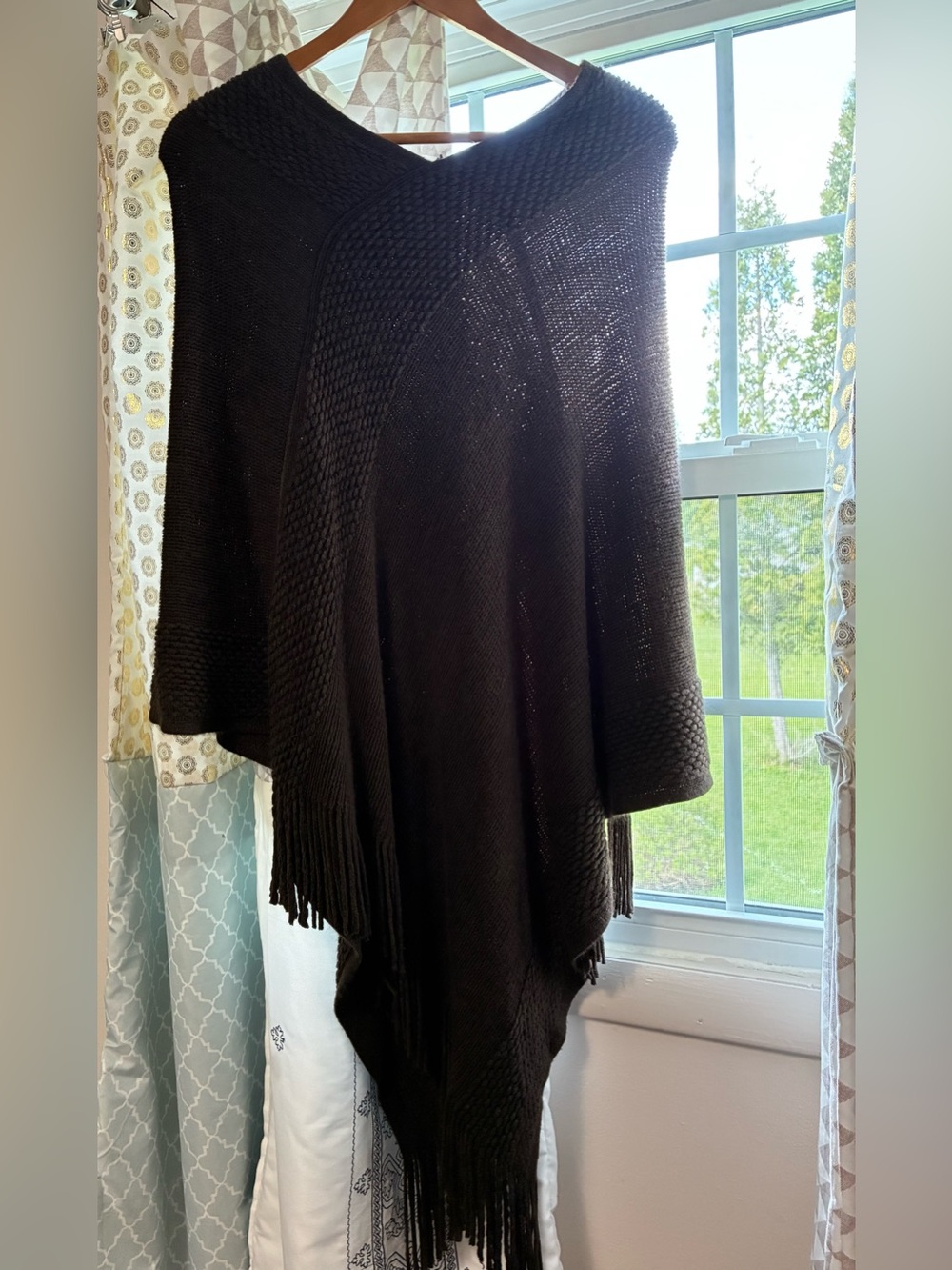 Ganz Brown Fringed Women’s Knit Poncho One Size